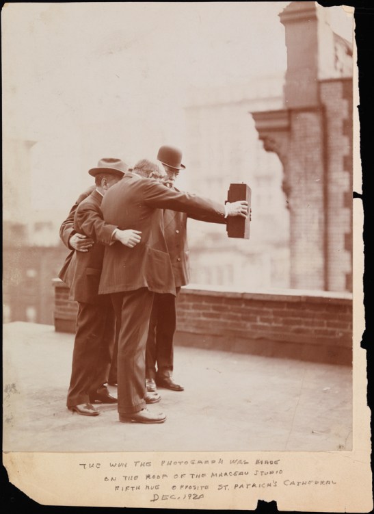 Byron Company, Side view of Byron Co. photographers posing together for a photograph on the roof of Marceau's Studio, 1920. Museum of the City of New York, 93.1.4.18. 