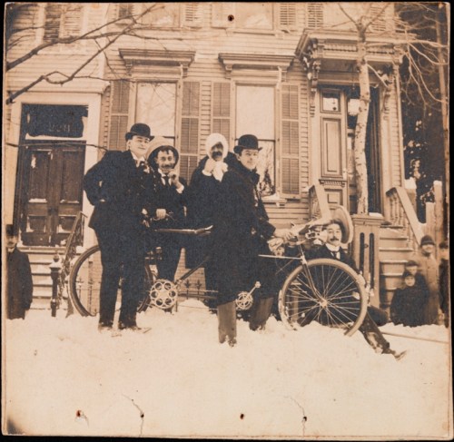 Unknown. Bicycle in the snow, C. W. Hadley at the handlebars. 1898. Museum of the City of New York. X2010.11.13336