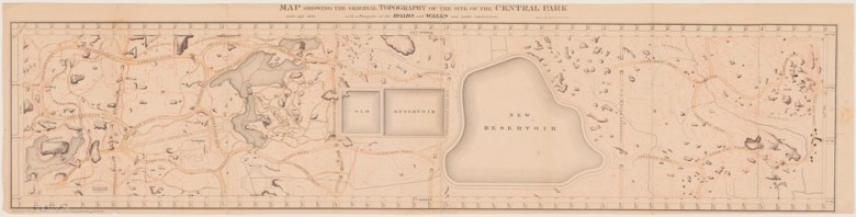 Sarony, Major & Knapp Lith. Map showing the original Topography of the site of Central Park with a Diagram of Roads and Walks now under construction. Museum of the City of New York. 50.358.60