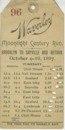 Waverley Moonlight Century Run, 1897, in the Collection on Sports. Museum of the City of New York. 49.300.14