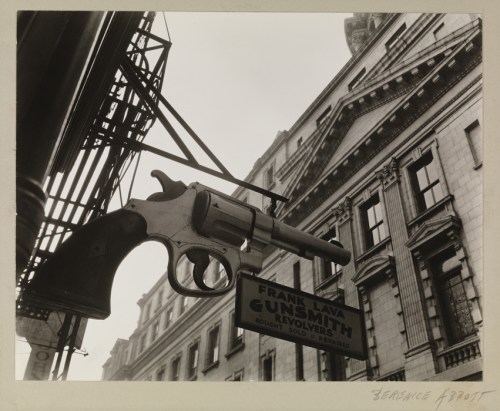 Berenice Abbott (1898-1991), "Gunsmith and Police Department," 1937. Museum of the City of New York. 49.282.113