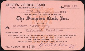 The Simplon Club, Inc. membership card, 1933, in the Collection on Nightlife. Museum of the City of New York. X2012.102.32. 