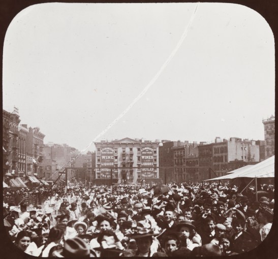 Waiting to be let into playground.