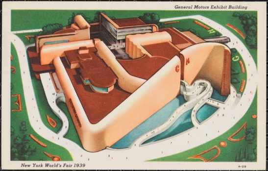 Postcard issued by  Grinnell Lithographic Company, General Motors Building, 1939.  Museum of the City of New York. 88.63.34.