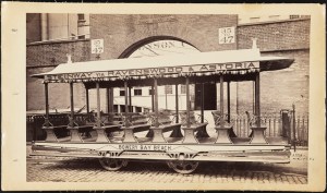 Photograph taken by Waller for the John Stephenson Company. Summer Cars Bowery Bay Beach streetcar, Steinway via Ravenswood & Astoria. ca. 1883. Museum of the City of New York. 44.295.133