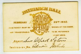Invitation to the Patriarch's Ball, February 29th, 1982, from the Collection on New York City Society. Museum of the City of New York. 83.20.2.