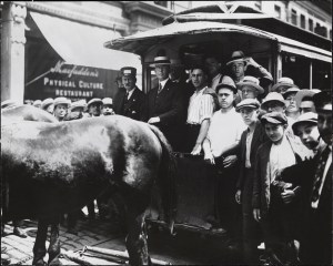 Photographer unknown. Last horse-car trip, Bleecker Street. 1917. Museum of the City of New York Photo Archives. X2010.11.9926