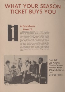 "A Broadway Musical" program. Theater archives, Museum of the City of New York.