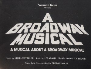 "A Broadway Musical" sticker. Theater archives, Museum of the City of New York.
