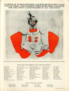 Paul Jerome returns to Clown Alley. 1936. Ringling Brothers and Barnum & Bailey Circus Magazine. Museum of the City of New York Theater archives.