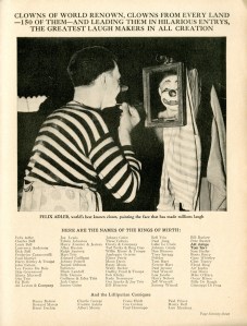 Felix Adler. 1937. Ringling Brothers and Barnum & Bailey Circus Magazine. Museum of the City of New York Theater archives.