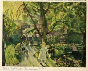 Reproduction of "Gramercy Park," George Bellows (1882-1925) from unknown publication, in the Dorothy Dignam Collection on Gramercy Park. Museum of the City of New York. PRO2014.3, folder 2.