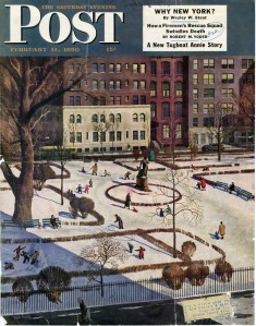 Gramercy Park by John Falter (1910-1982), cover of Saturday Evening Post, February 11, 1950, in the Dorothy Dignam Collection on Gramercy Park. Museum of the City of New York. PRO2014.3, folder 1.