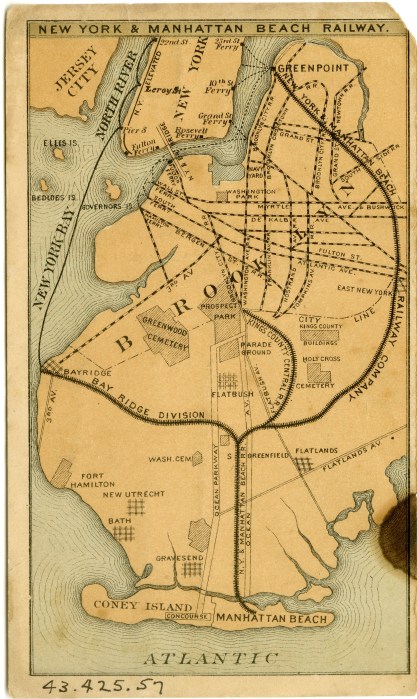 Manhattan Beach Railway, 1878, in the Collection on City Infrastructure.  Museum of the City of New York. 43.425.47.