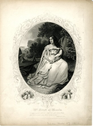 Mrs. Abbott as Miranda, 1855. Martin & Johnson, publisher. Museum of the City of New York. 40.160.10.