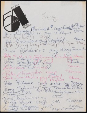 Studio 54 guest list, 1978, in the Collection on Culture and Entertainment. Museum of the City of New York. 2015.7.2