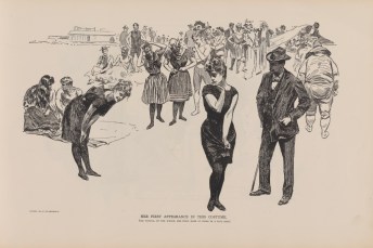 Her First Appearance In this Costume (she thinks, on the whole, she feels more at home in a ball dress), copyright 1899, Life publishing company