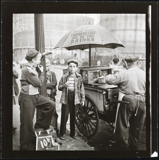 Shoe Shine Boy [Mickey and other boys at a hotdog cart.]
