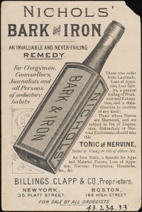 Printed by Donaldson Brothers (Firm). Nichols' Bark & Iron. ca. 1880. Museum of the City of New York. 43.234.33