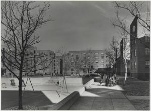 Samuel H. (Samuel Herman) Gottscho (1875-1971), [Harlem River Houses] General view of Great Court, with sunken play areas, 1936. Museum of the City of New York. 41.239.6