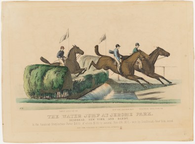 Print Issued by Currier & Ives. The Water Jump at Jerome Park, ca.1877. Museum of the City of New York, 57.100.83.