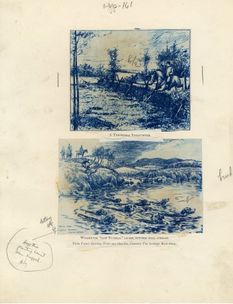 Illustration layout for "Just Hunting," 1935, in the Harry T. Peters papers. Museum of the City of New York.