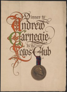 Thomas A. Sindelar (1867-1923). Dinner to Andrew Carnegie by the Lotos Club, 1909, in the Collection on Clubs, Societies, and Associations. Museum of the City of New York, 38.360.48.