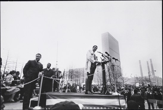 [Stokely Carmichael speaking at an anti-war demonstration outsid