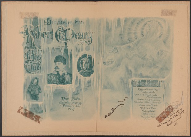 Thomas A. Sindelar (1867-1923). Dinner to Robert E. Peary by to Lotos Club, 1907 (interior view), in the Collection on Clubs, Societies, and Associations. Museum of the City of New York, X2012.12.20.