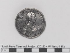 Front of medal with Admiral Boscawen's half-length figure, inscribed: "ADML BOSCAWEN TOOK CAPE BRETON." Image courtesy of the Museum of the City of New York