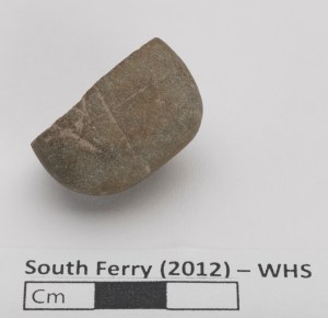 Pebble with scratched surface. Image of courtesy of the Museum of the City of New York. 