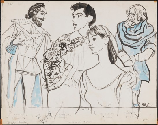 William Auerbach-Levy. [Richard Waring, Richard Eton, Inga Swenson, and Will Geer in The Winter's Tale.] ca. 1958. Museum of the City of New York. 64.100.2336.