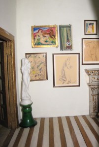 Carrie Walter Stettheimer (1869-1944).  Detail view of interior of Stettheimer Dollhouse, including Mama's Boy.  Museum of the City of New York, 45.125.1.