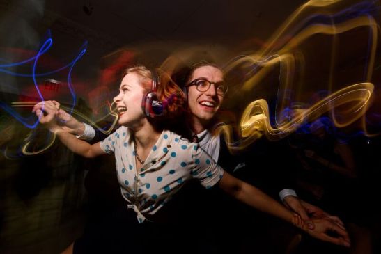 Dancers at the Silent Disco. Photograph by Filip Wolak Courtesy MCNY.